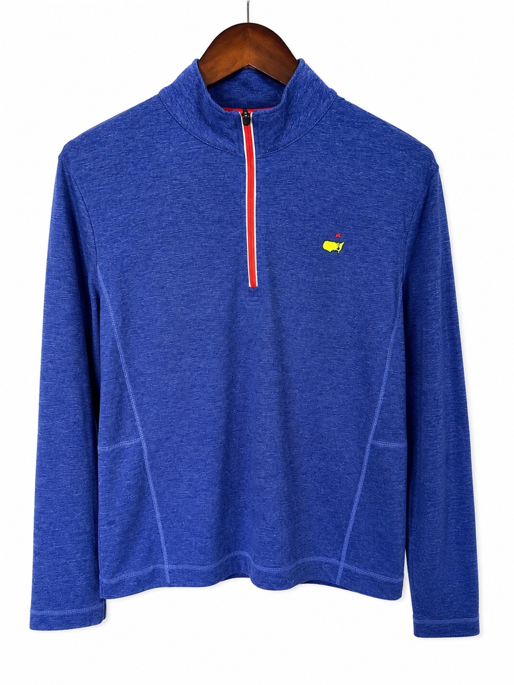 Masters Tech Mens Performance Sweater Blue Sz M Neon 1/4 Zip Pullover Golf